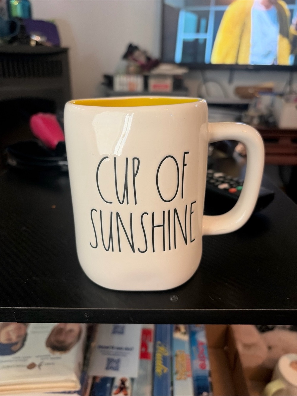 Rae Dunn "Cup of Sunshine" Mug by Magenta - Ivory W/ Yellow Inside